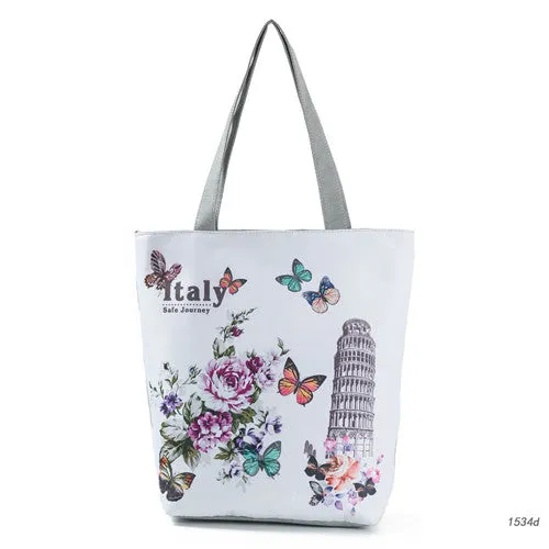 Flower & Butterfly Print Women Shoulder Bag