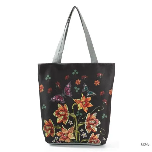 Flower & Butterfly Print Women Shoulder Bag