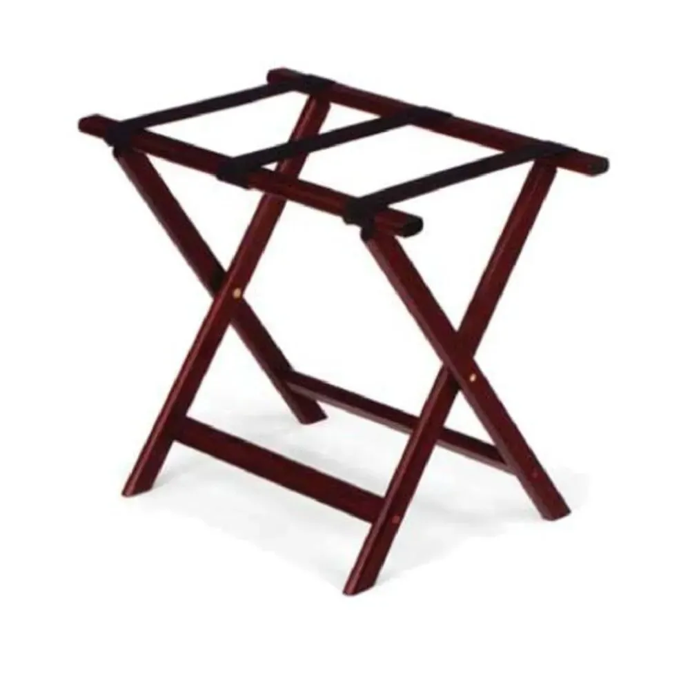 Forbes Industries 934-WA 24" Hardwood Luggage Rack, Walnut Finish, With Brown Poly Straps