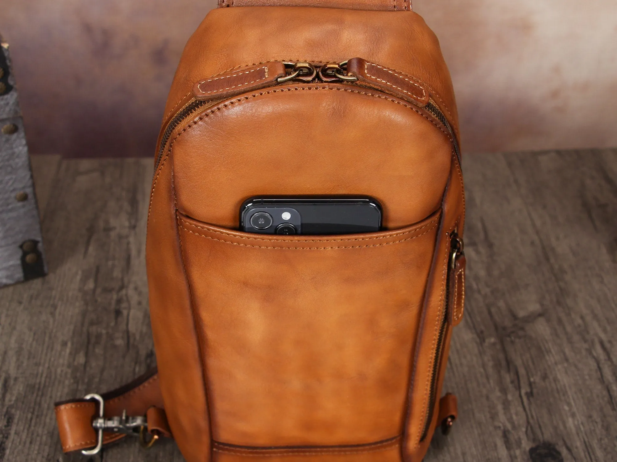 Full Grain Crossbody Chest Leather Sling Bag