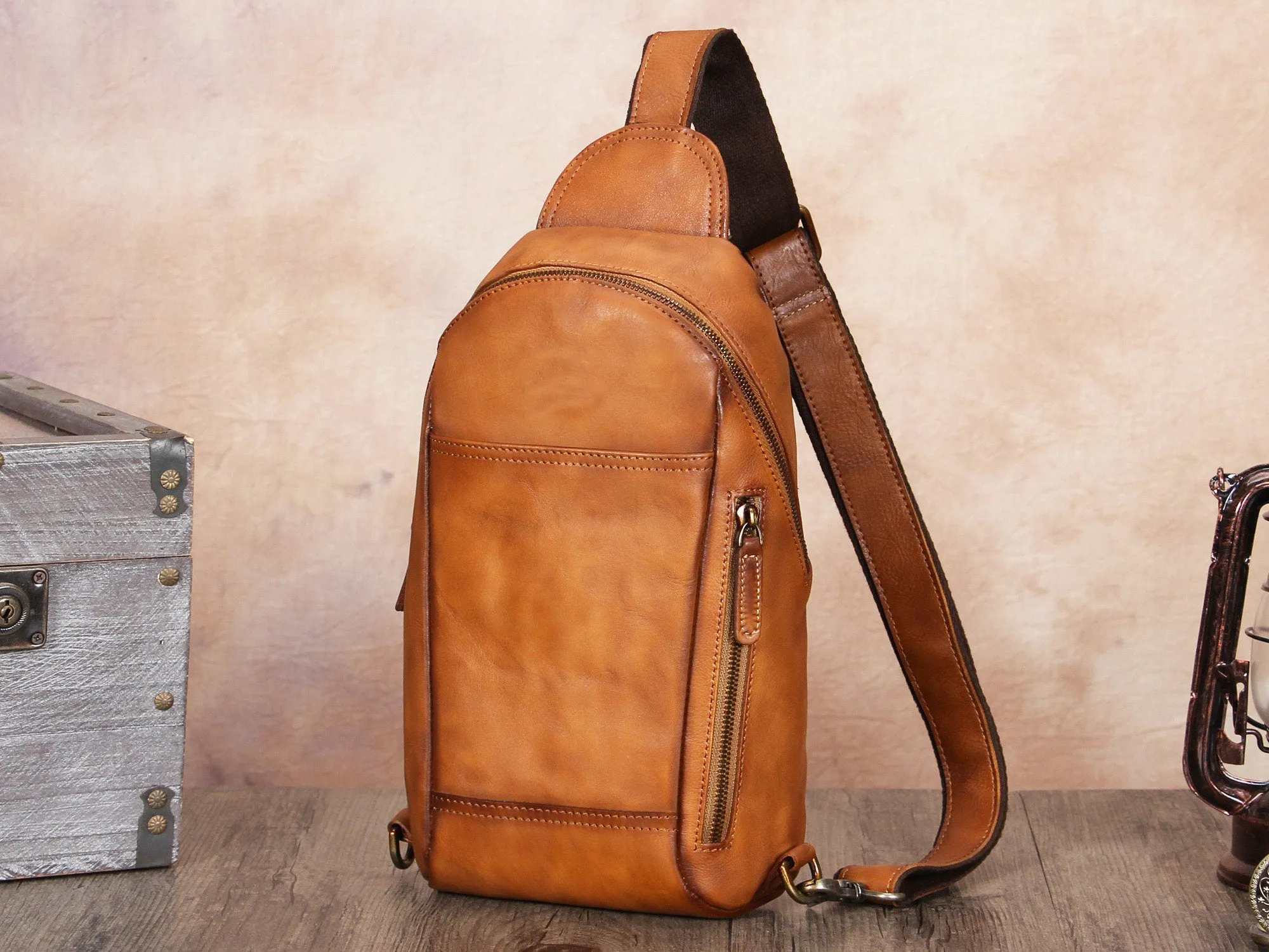 Full Grain Crossbody Chest Leather Sling Bag