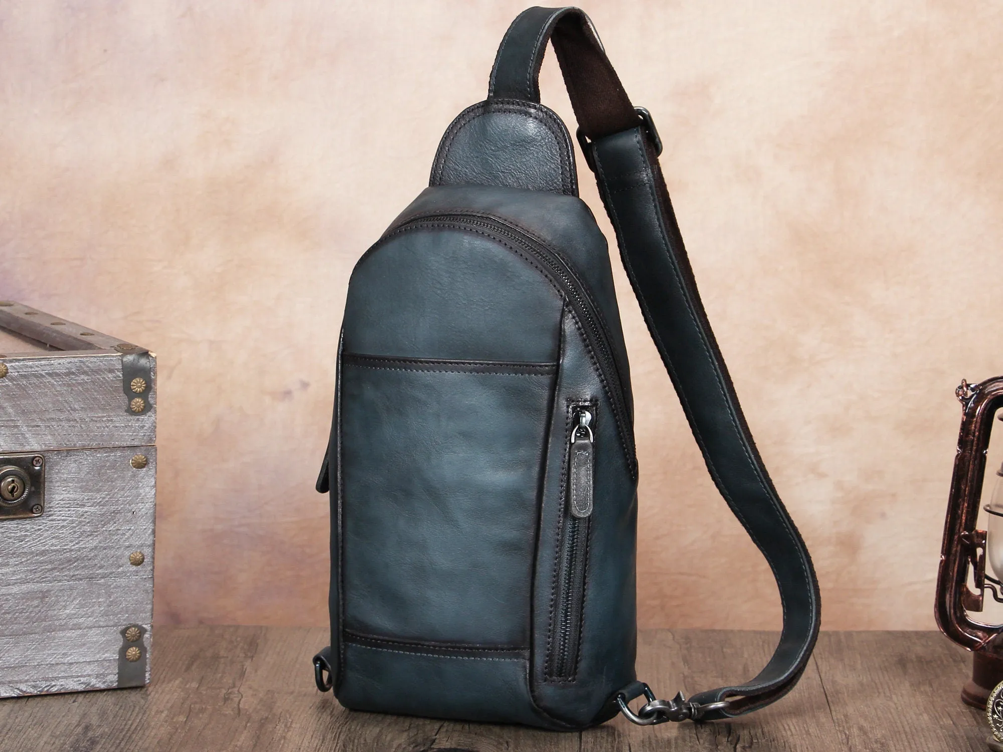 Full Grain Crossbody Chest Leather Sling Bag