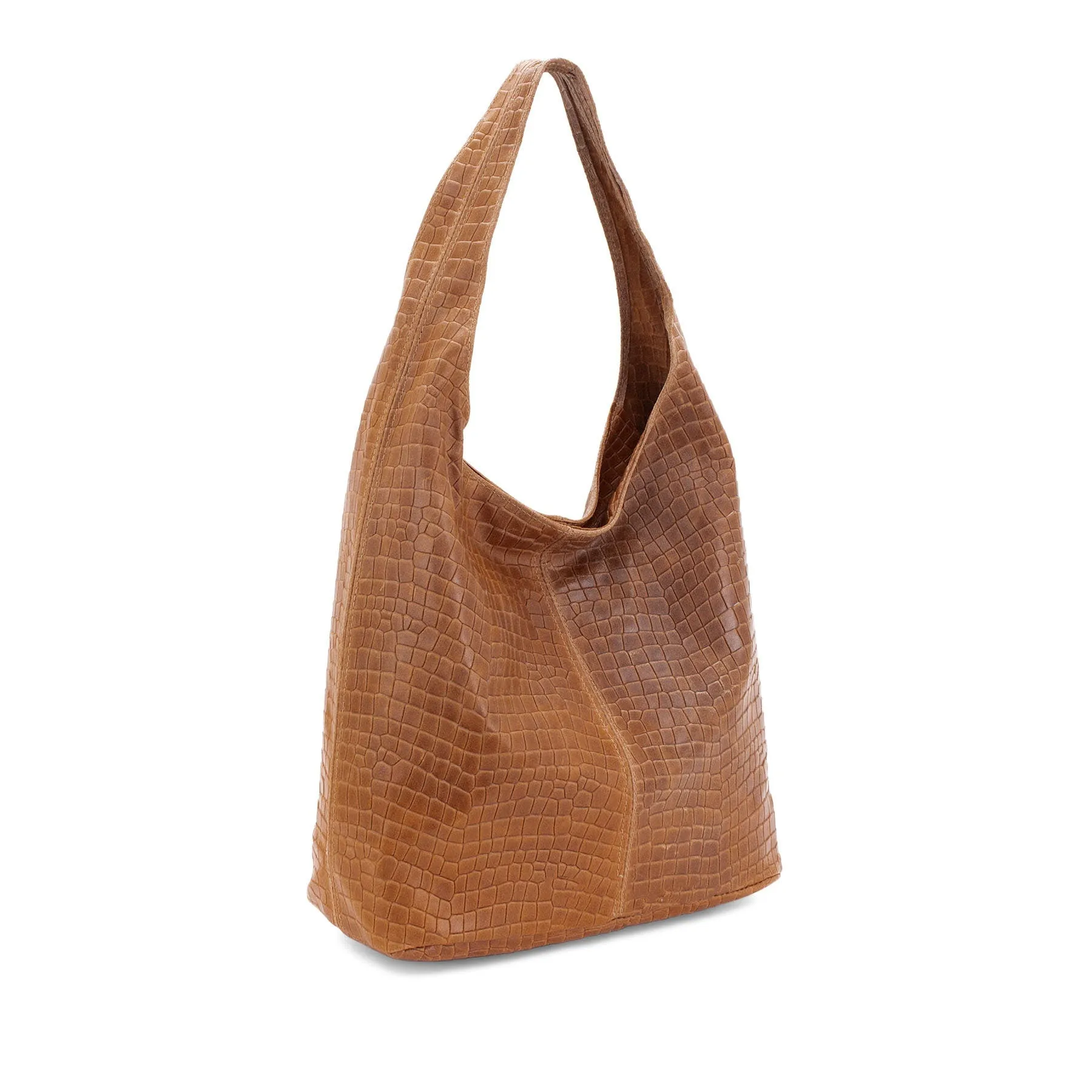 Genuine Leather Croc Effect Large Tote Bag