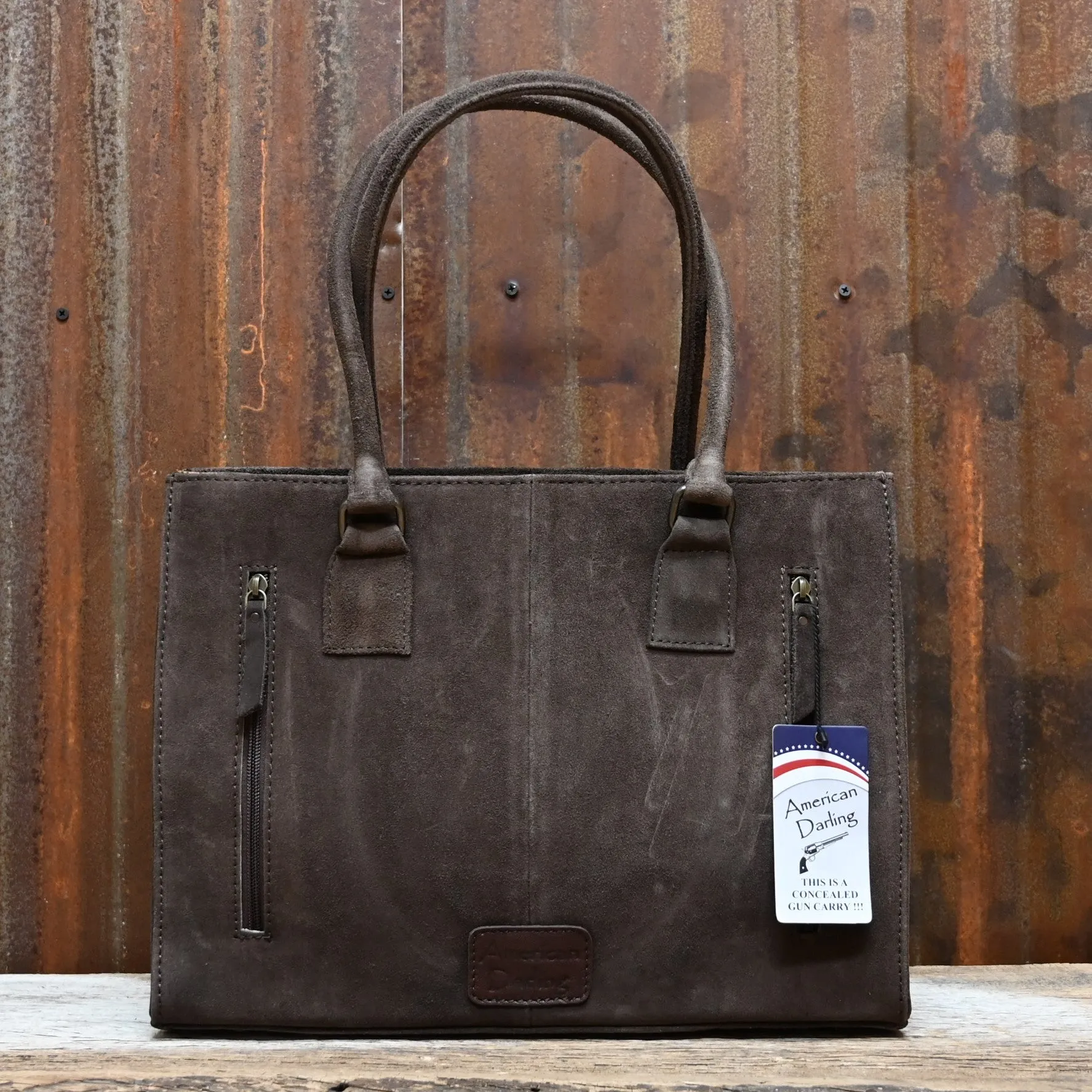 Genuine Suede Leather Tote with Boot Stitch