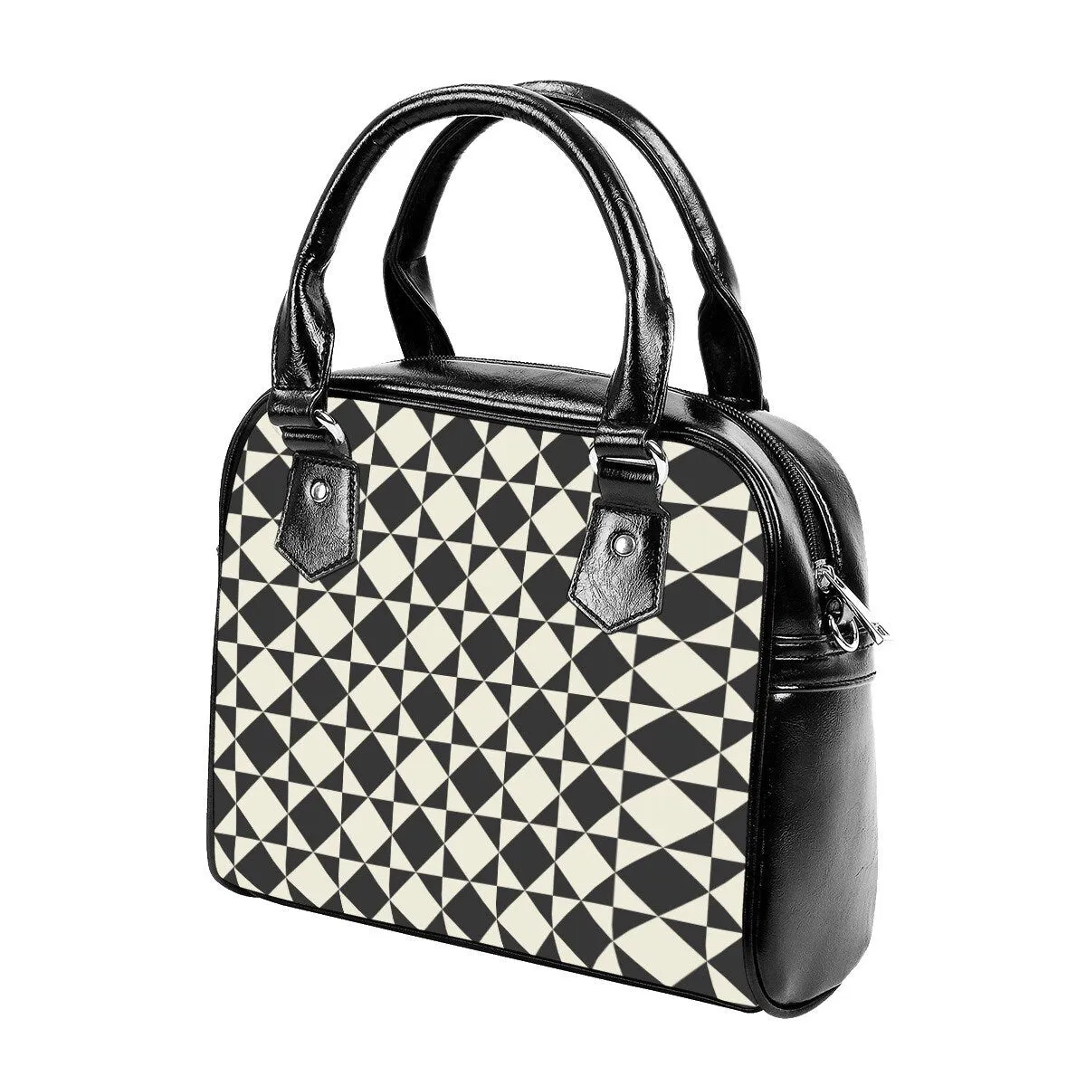 Geometric Handbag, Retro Handbags, Black Geometric Print Handbag,High Fashion Handbag, Womens Purses,Unique Handbag,Geometric Purse