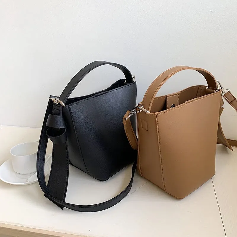 Korean style Women handbags small Shoulder bag for Female Bucket Bags PU Leather ladies crossbody bag bolsa feminina black