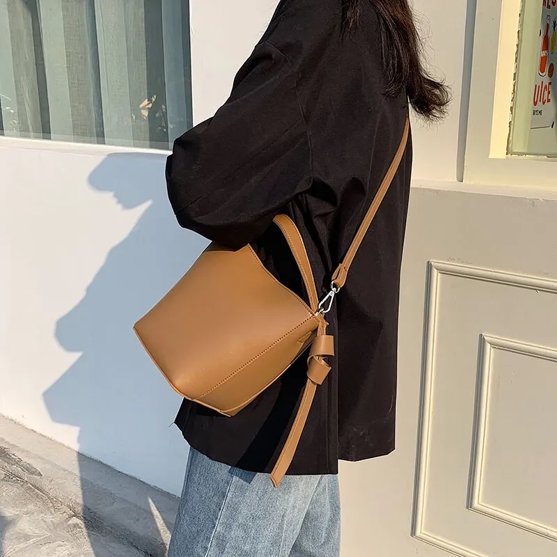 Korean style Women handbags small Shoulder bag for Female Bucket Bags PU Leather ladies crossbody bag bolsa feminina black