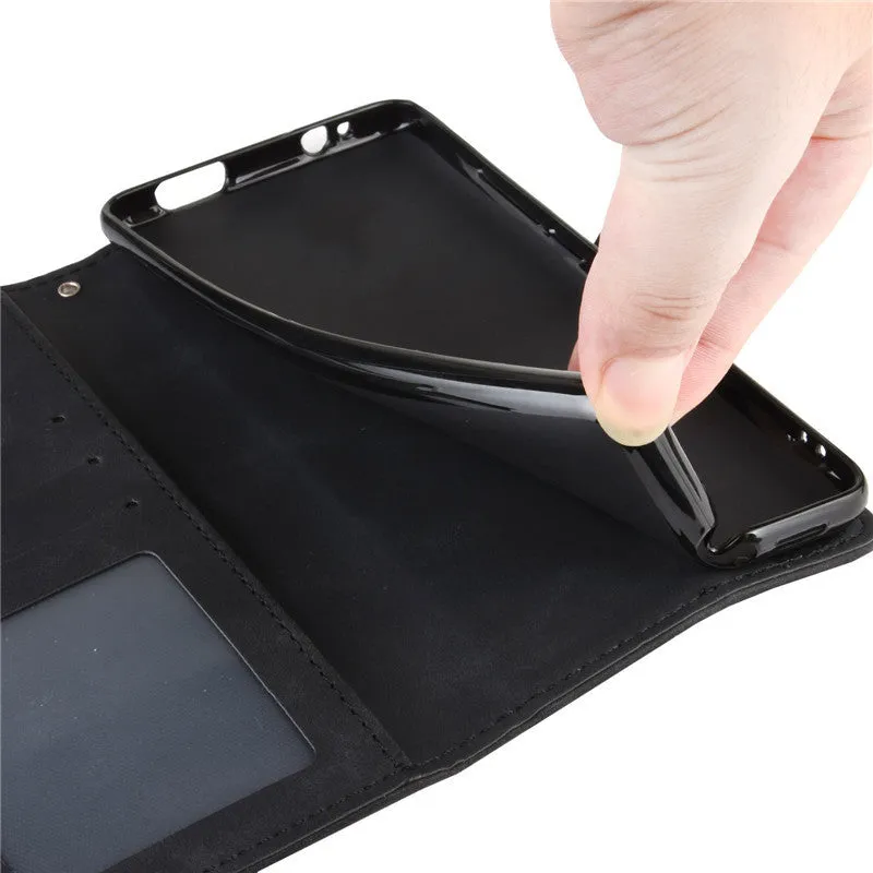 Leather phone case is suitable for Huawei P30 Pro card slot flip protective case Black