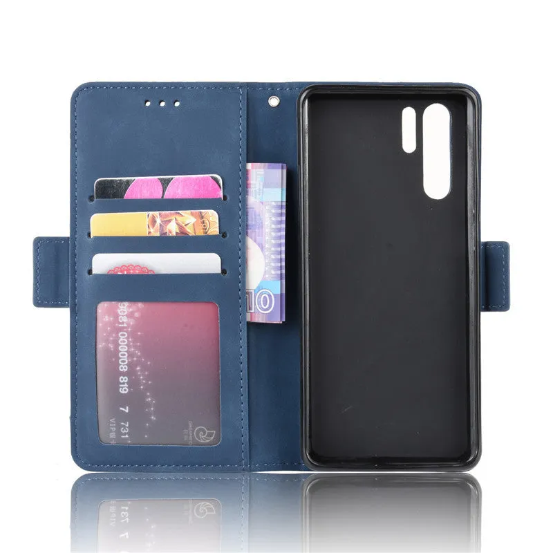 Leather phone case is suitable for Huawei P30 Pro card slot flip protective case Black