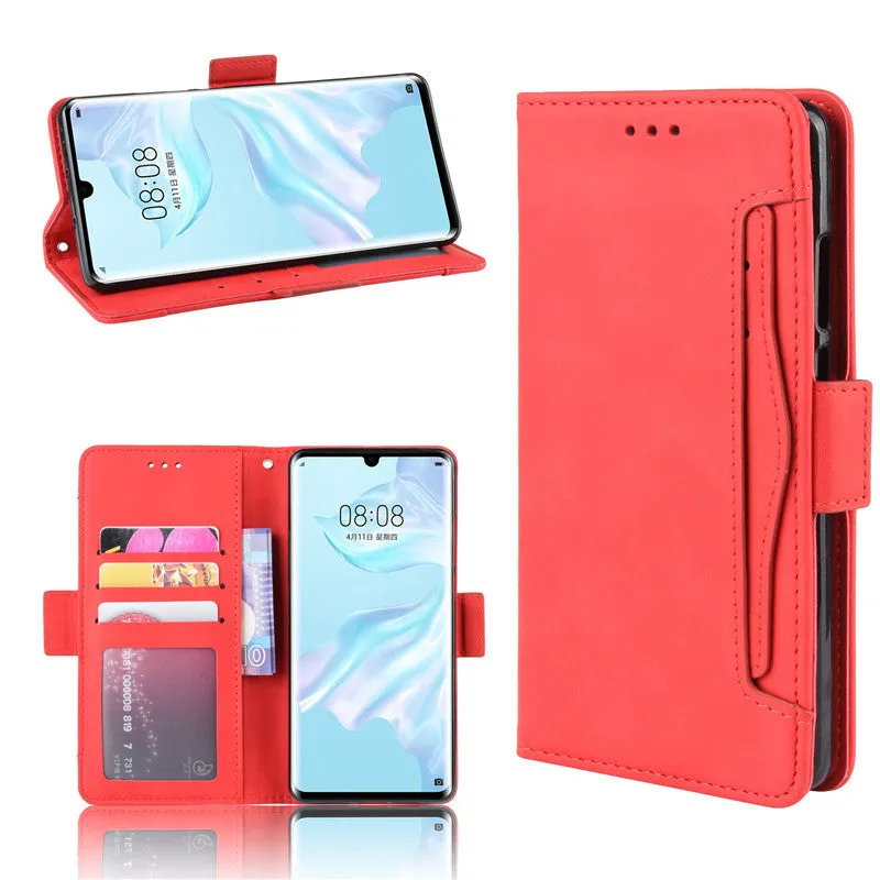 Leather phone case is suitable for Huawei P30 Pro card slot flip protective case Black