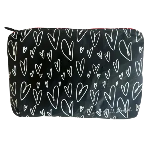 Local Beach Love Collection Heart Water Resistant Tyvek Printed Pouch - BLACK