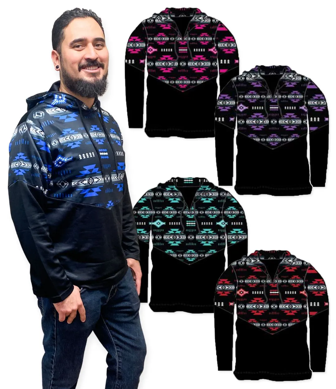 <font color="red">NEW!</font> LARGE Turquiose Traditional Southwest Hoodie Pullovers!