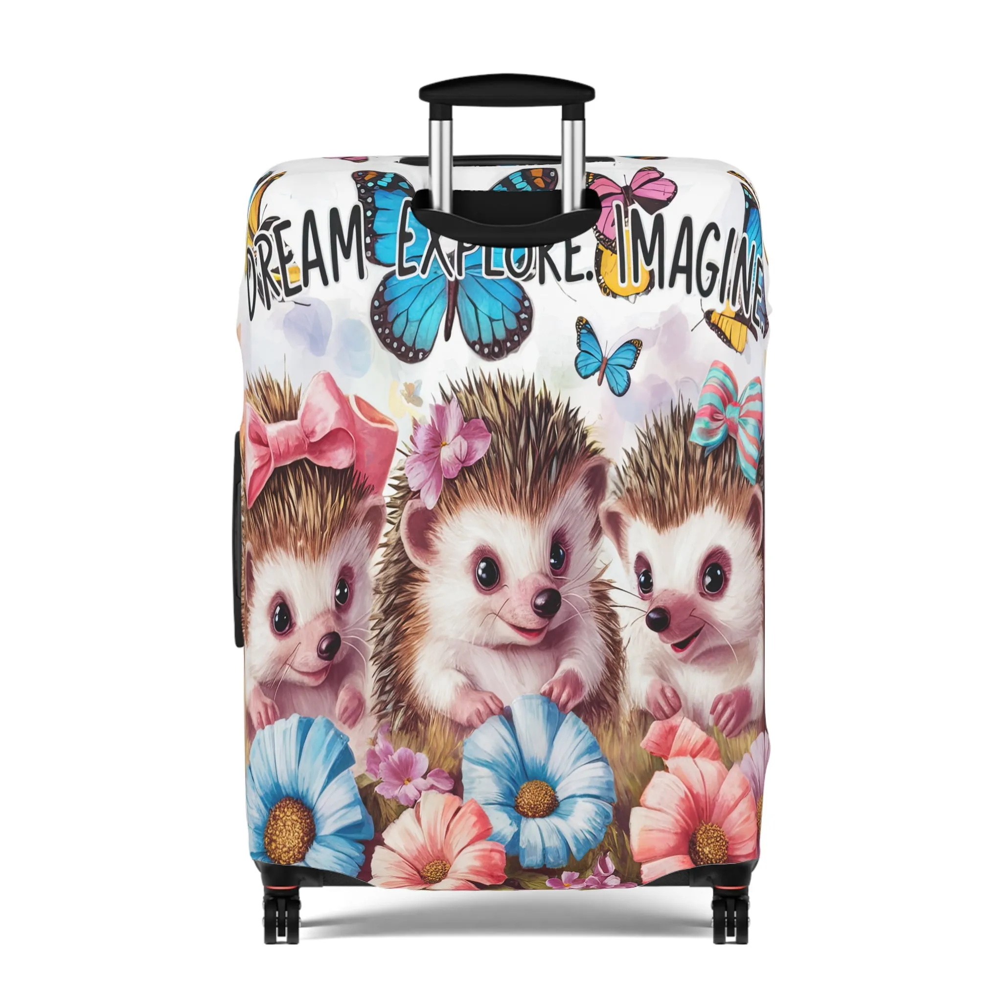 Luggage Cover, Cute Hedgehogs, Dream, Explore, Imagine, awd-1649