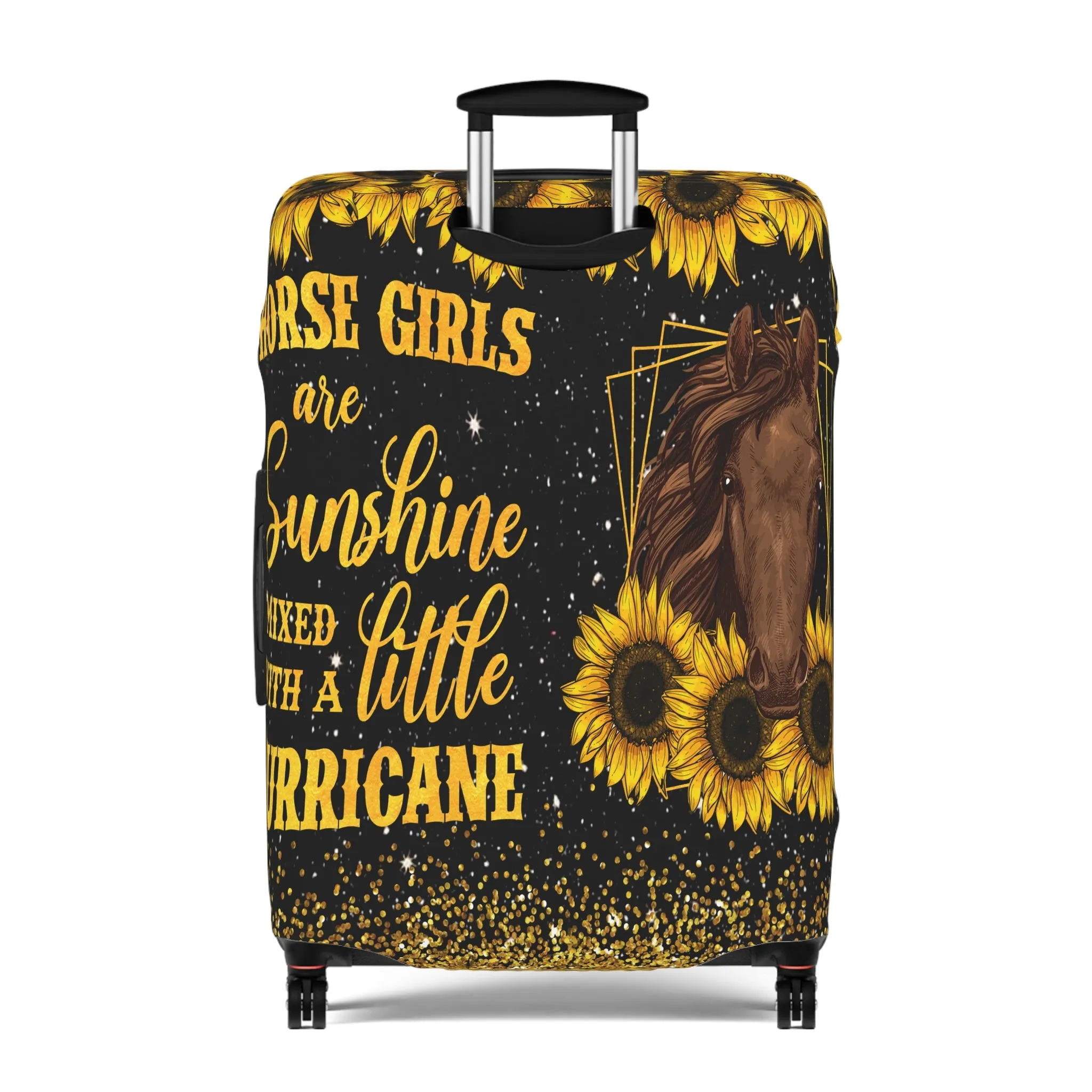 Luggage Cover, Sunflowers, Horse, Horse Girls are Sunshine mixed with a little Hurricane , awd-1687