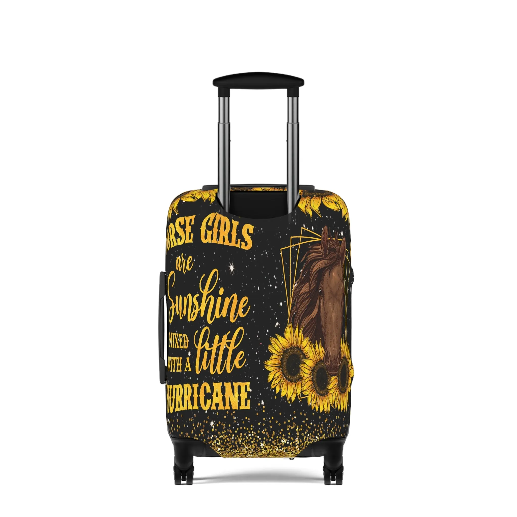 Luggage Cover, Sunflowers, Horse, Horse Girls are Sunshine mixed with a little Hurricane , awd-1687