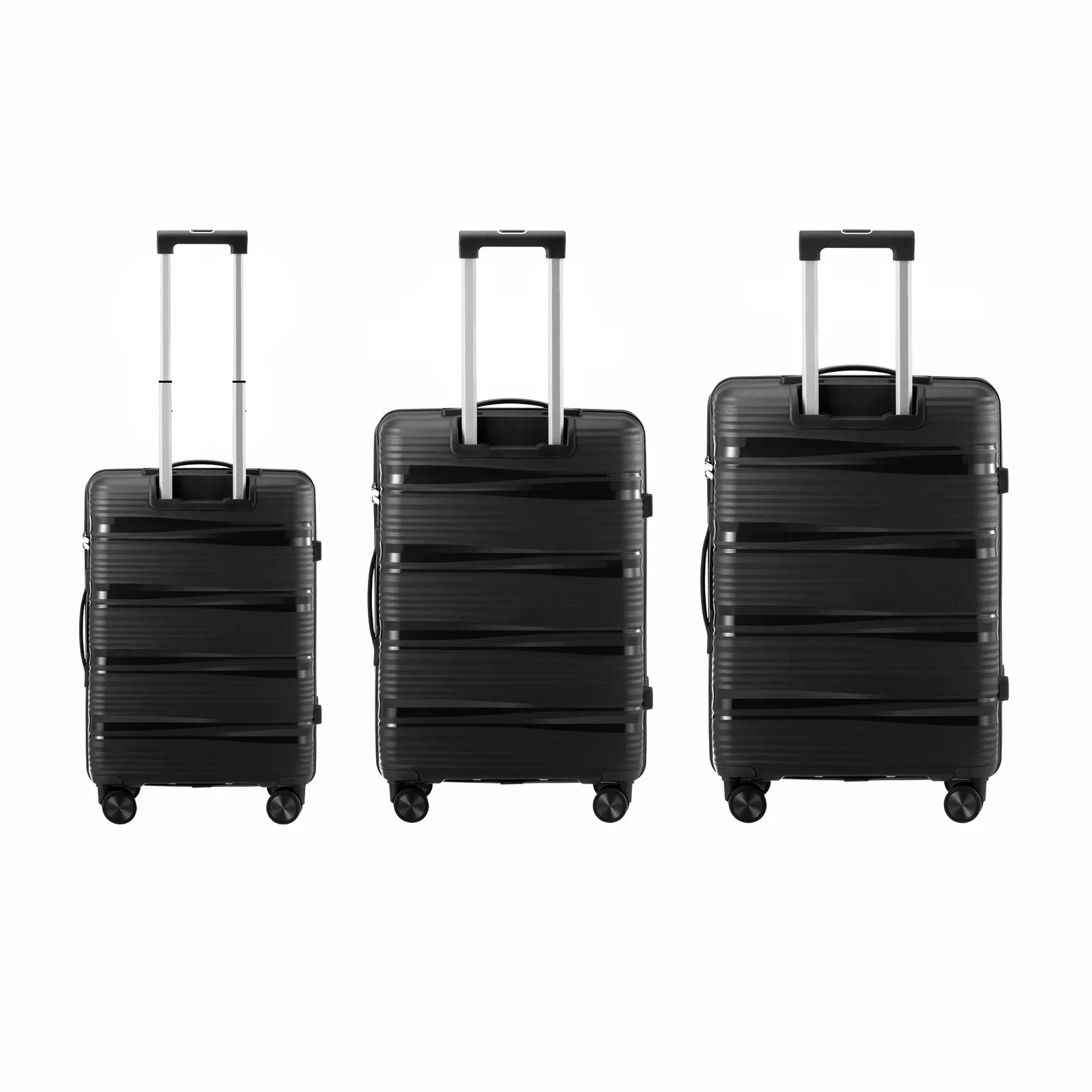 Mazam 3PCS Luggage Suitcase Trolley Set Travel PP Case TSA Lock Storage Black