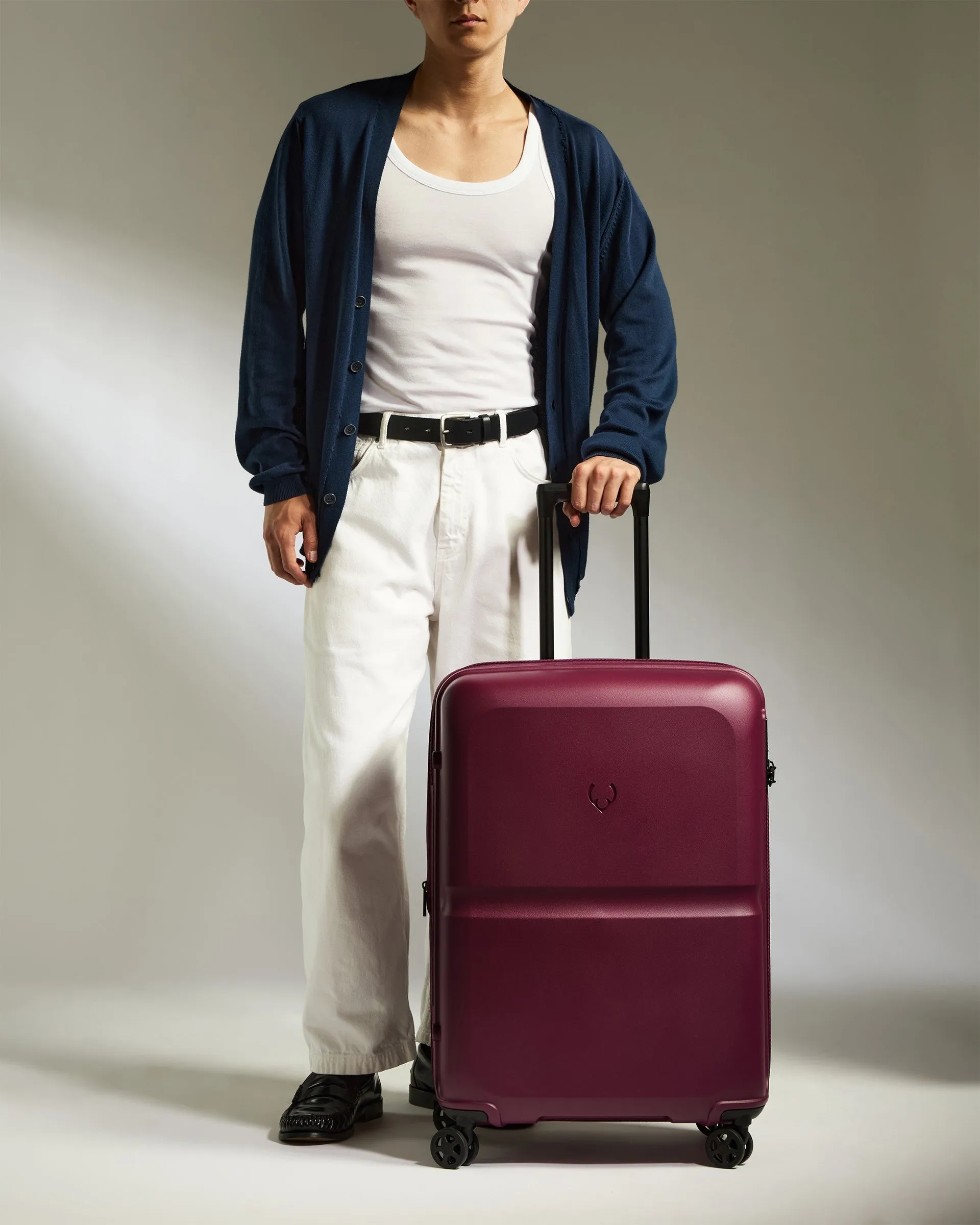 Medium Luggage in Heather Purple - Single Stripe