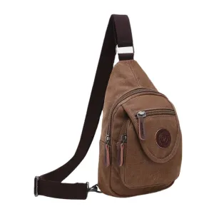 Men Retro Canvas High Capacity Chest Bag Casual Wear Resisting Waterproof Crossbody Shoulder