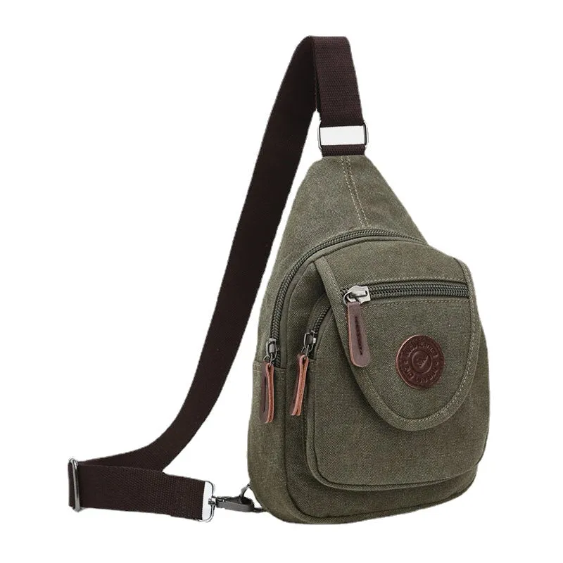 Men Retro Canvas High Capacity Chest Bag Casual Wear Resisting Waterproof Crossbody Shoulder