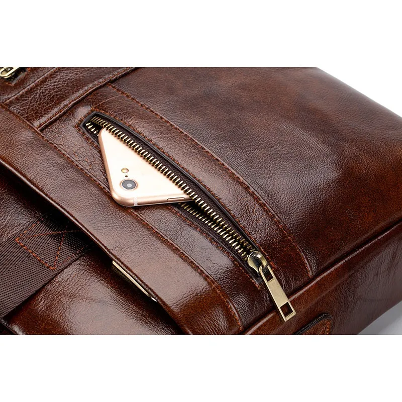 Men's Business Large Capacity Leather Briefcase