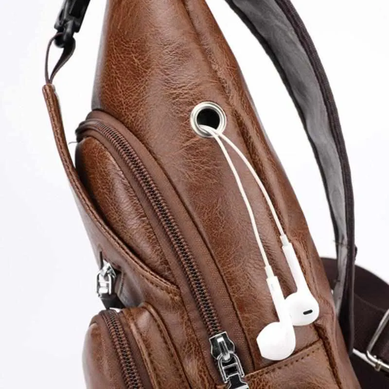 Men's Retro Chest Bag - PU Leather Single Shoulder Bag