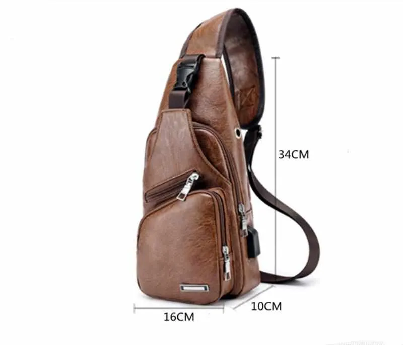 Men's Retro Chest Bag - PU Leather Single Shoulder Bag