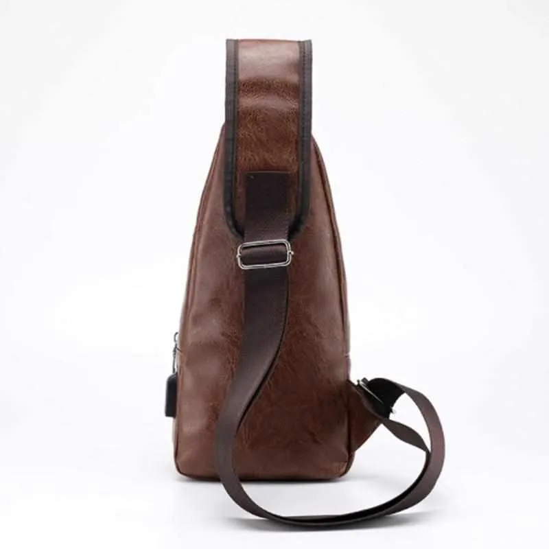 Men's Retro Chest Bag - PU Leather Single Shoulder Bag