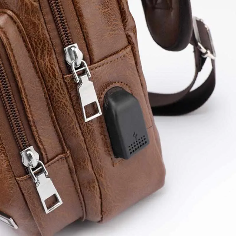 Men's Retro Chest Bag - PU Leather Single Shoulder Bag