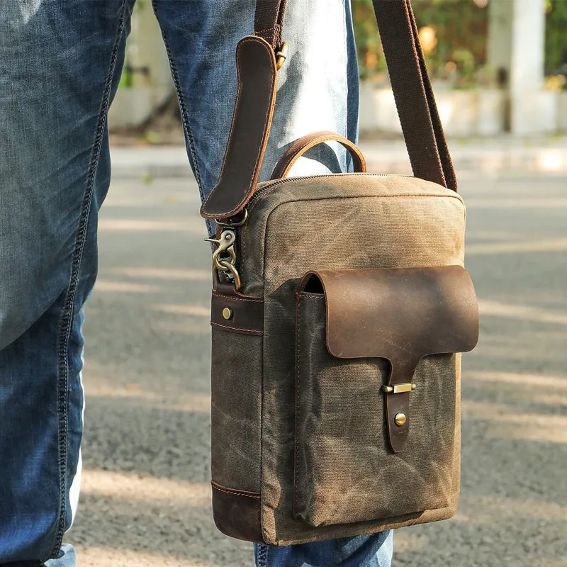 Men's Retro Leather Washed Patchwork Bag 23490036X