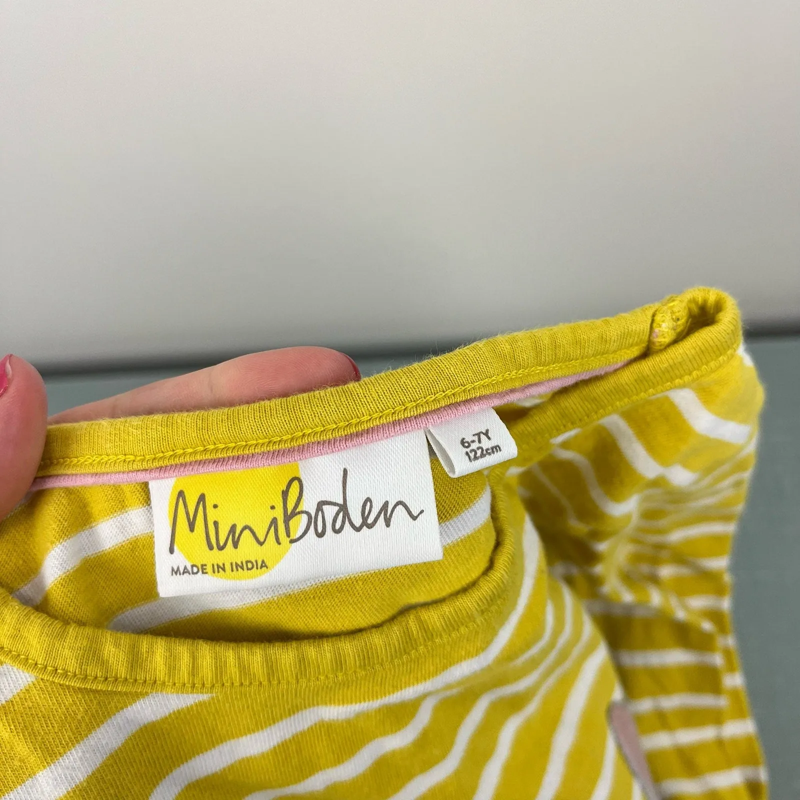 Mini Boden Front & Back T-shirt Yellow Ivory Animals 6-7