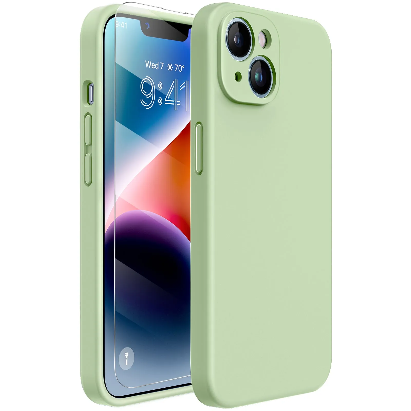 Miracase Designed for iPhone 14 Case with Screen Protector,[Upgraded Enhanced Camera Protection],Shockproof Liquid Silicone Case with Microfiber Lining