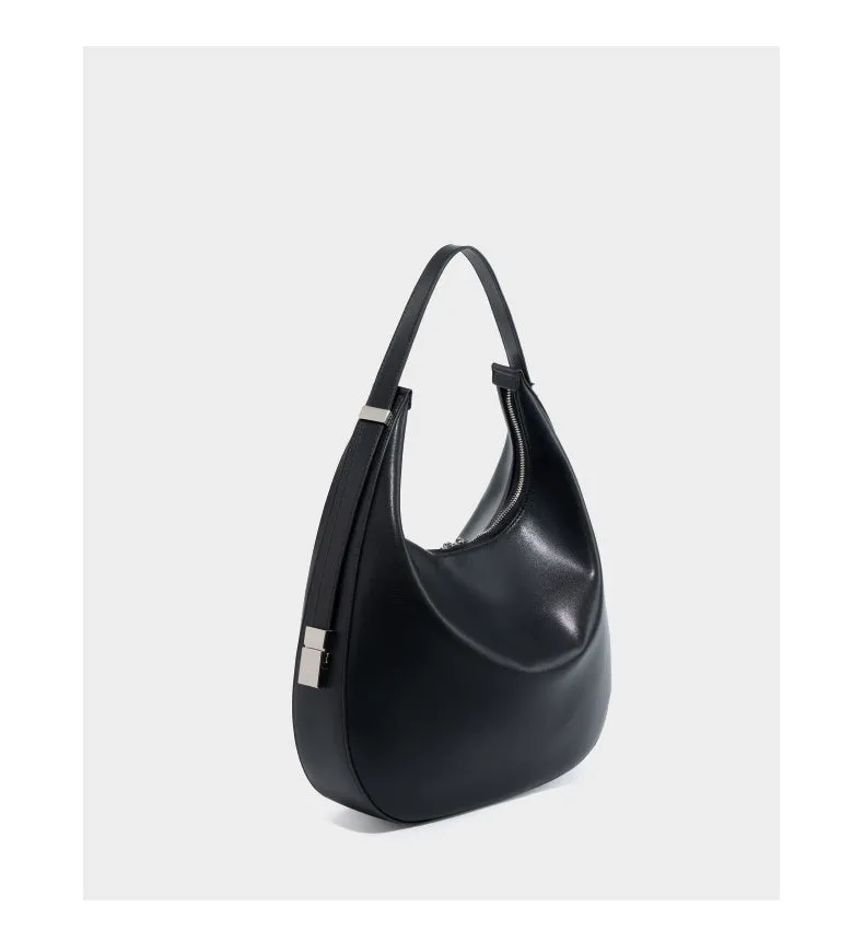 Monica Leather Large Crescent Shoulder Bag