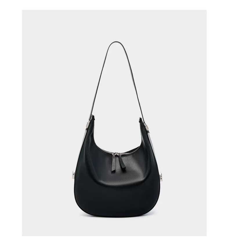 Monica Leather Large Crescent Shoulder Bag