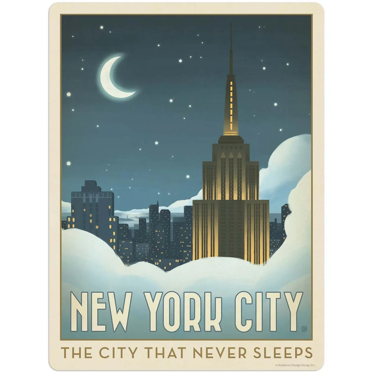 New York City Skyline in Moonlight Vinyl Sticker