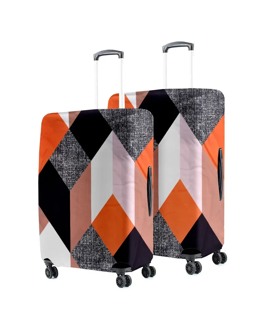 ONLY LUGGAGE COVER | Orange Polyester Stretchable Printed Protective Luggage Bag Cover