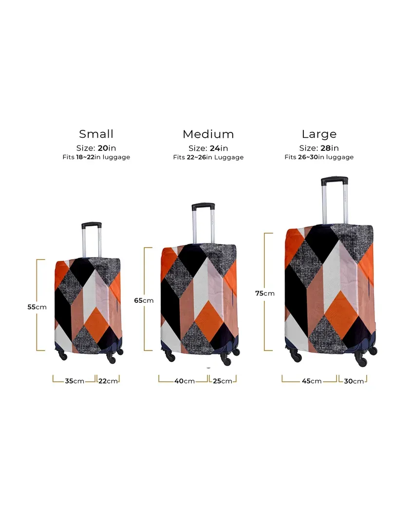 ONLY LUGGAGE COVER | Orange Polyester Stretchable Printed Protective Luggage Bag Cover