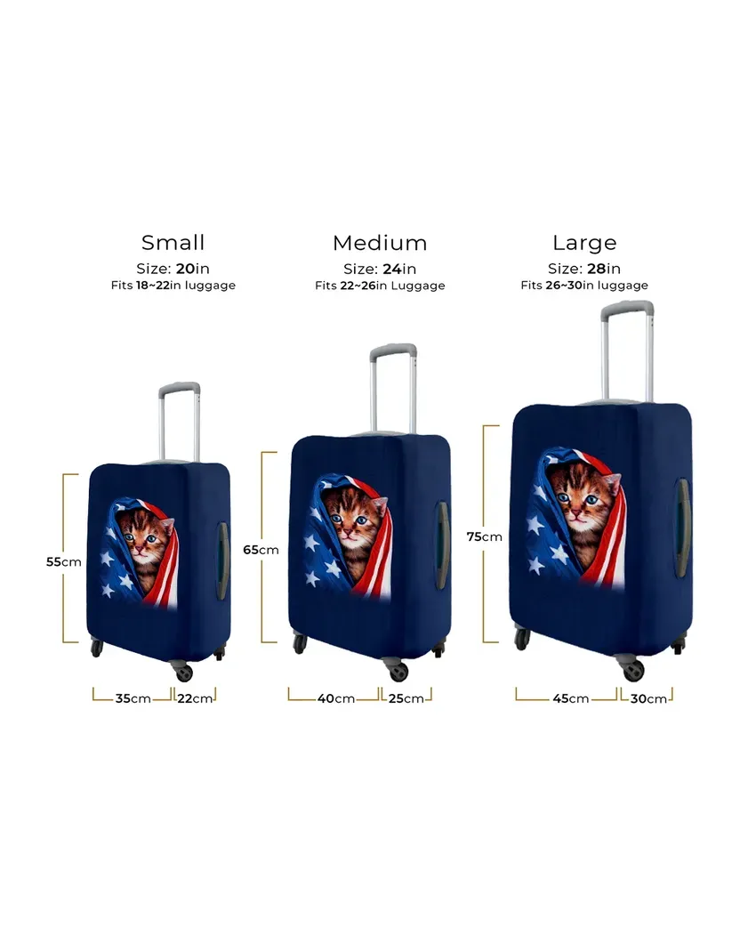 ONLY LUGGAGE COVER | Premium Navy Blue Polyester Stretchable Printed Protective Luggage Bag Cover