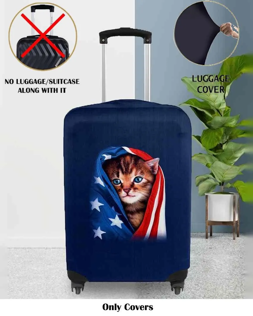 ONLY LUGGAGE COVER | Premium Navy Blue Polyester Stretchable Printed Protective Luggage Bag Cover