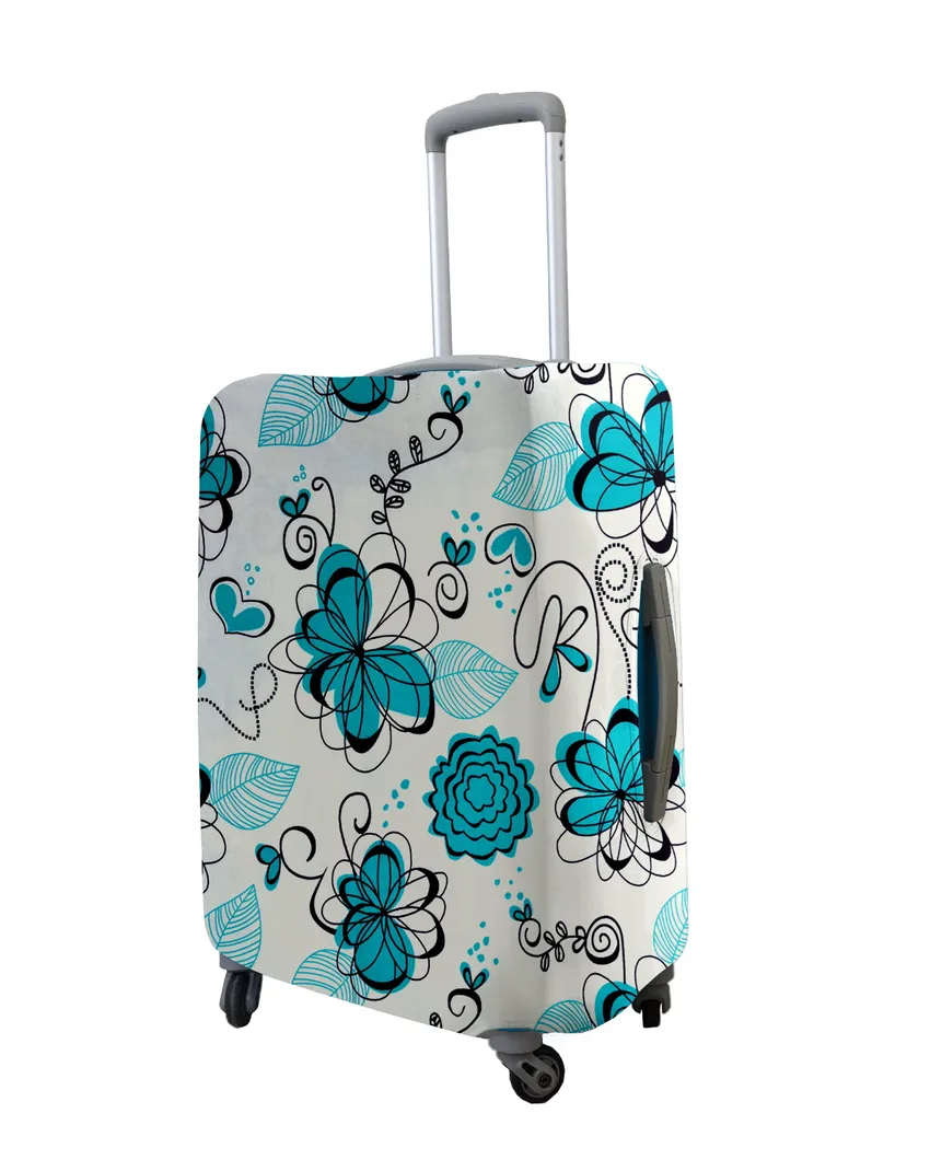 ONLY LUGGAGE COVER | Turquoise Polyester Stretchable Printed Protective Luggage Bag Cover