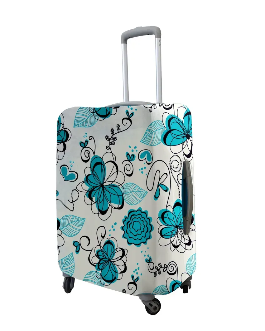 ONLY LUGGAGE COVER | Turquoise Polyester Stretchable Printed Protective Luggage Bag Cover