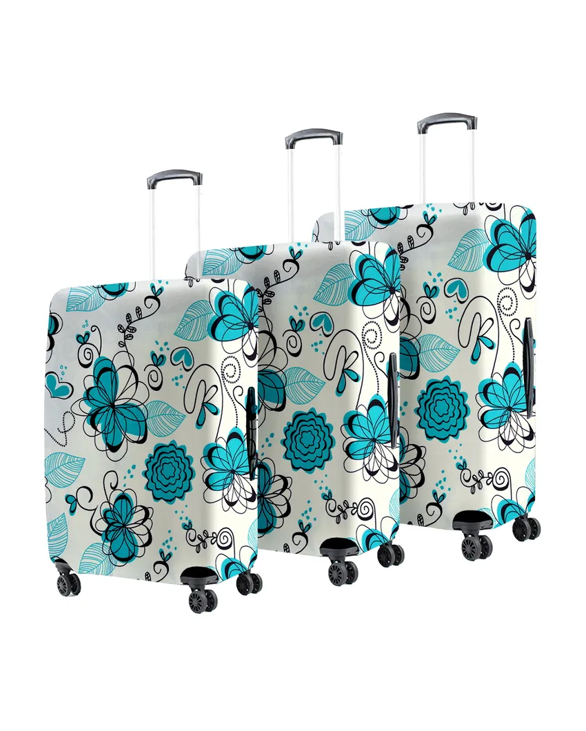 ONLY LUGGAGE COVER | Turquoise Polyester Stretchable Printed Protective Luggage Bag Cover