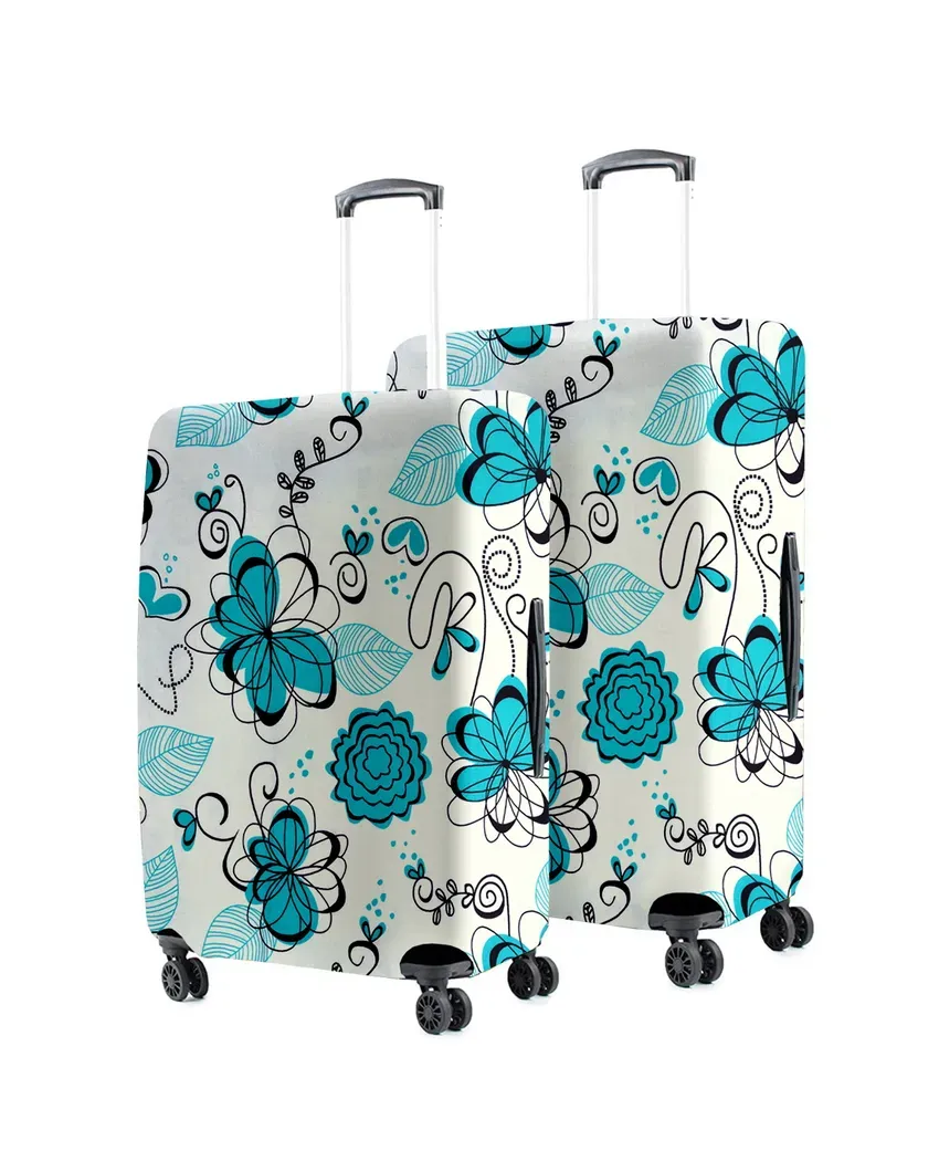 ONLY LUGGAGE COVER | Turquoise Polyester Stretchable Printed Protective Luggage Bag Cover