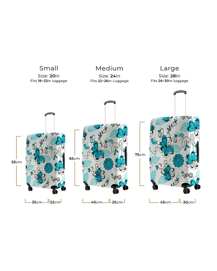 ONLY LUGGAGE COVER | Turquoise Polyester Stretchable Printed Protective Luggage Bag Cover