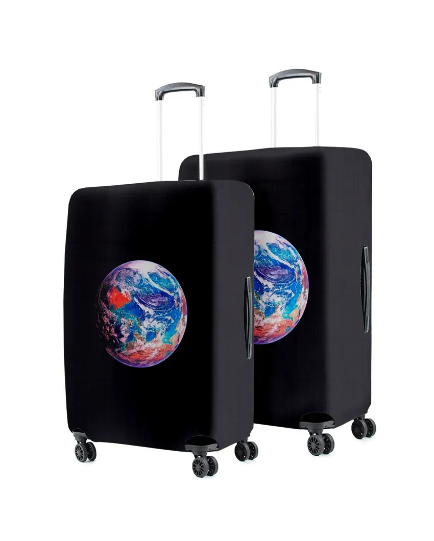 ONLY LUGGAGE COVER | Versatile Black Polyester Stretchable Printed Protective Luggage Bag Cover