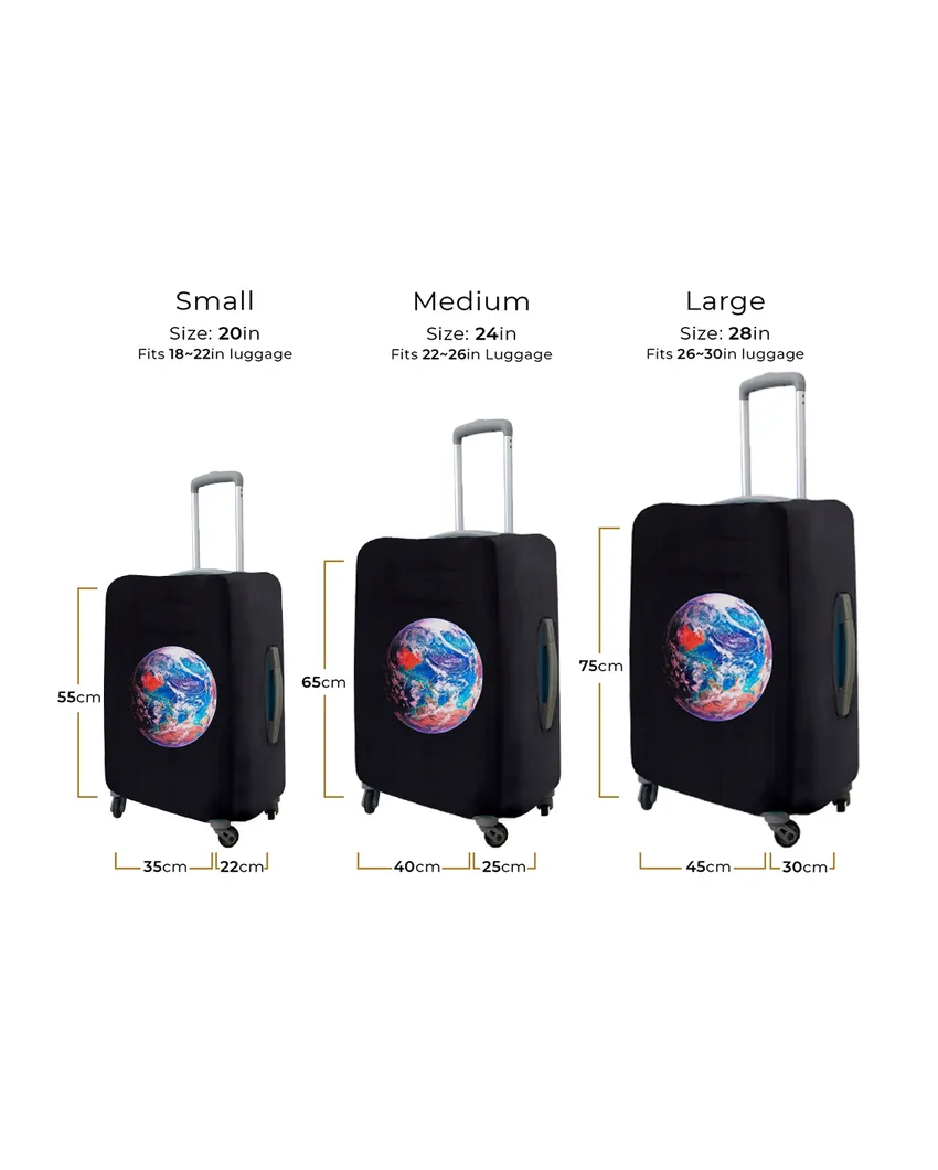 ONLY LUGGAGE COVER | Versatile Black Polyester Stretchable Printed Protective Luggage Bag Cover