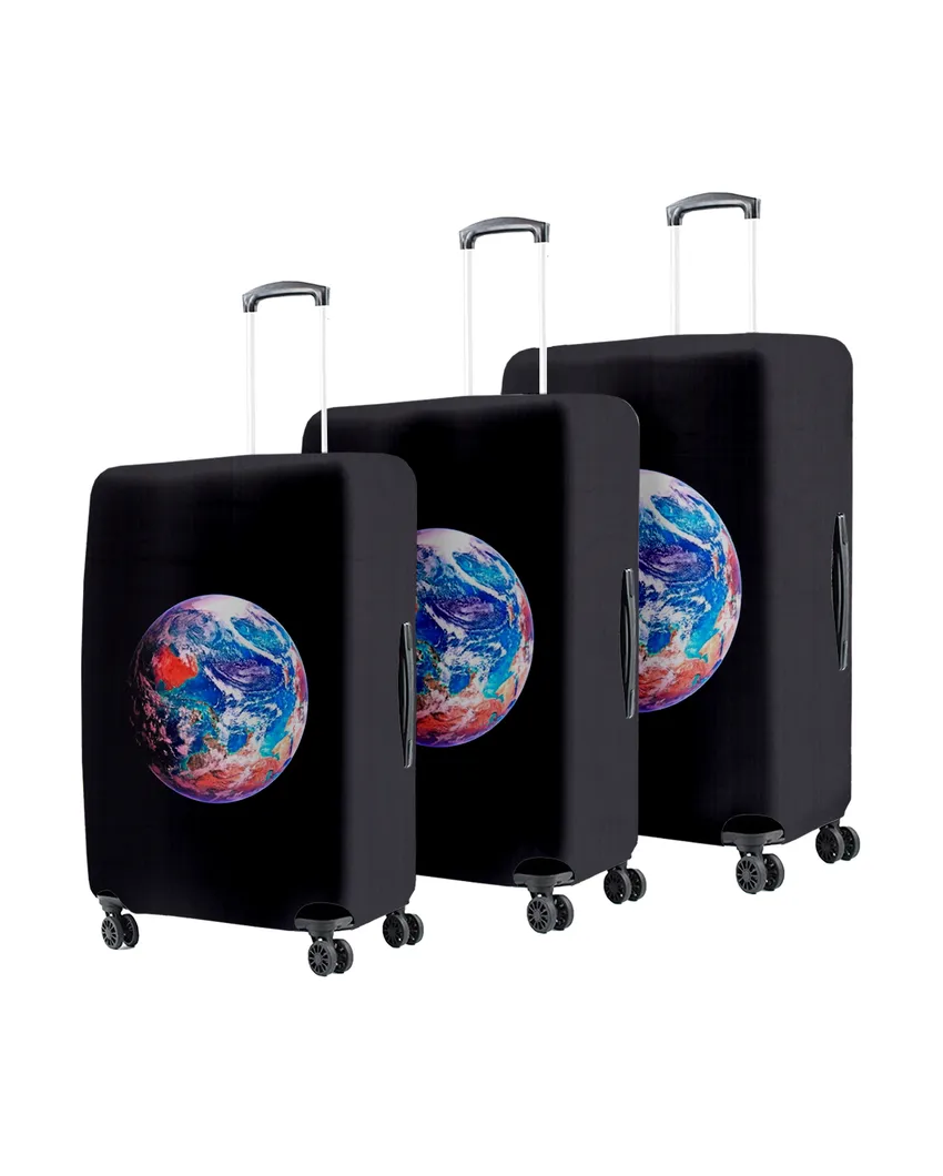 ONLY LUGGAGE COVER | Versatile Black Polyester Stretchable Printed Protective Luggage Bag Cover