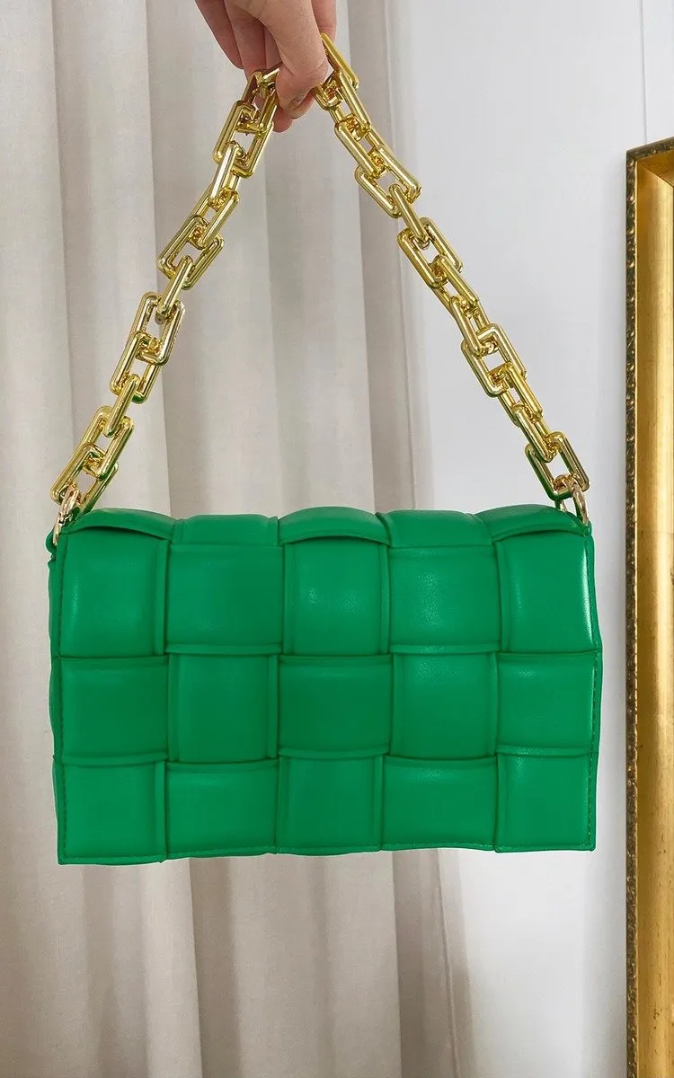 Padded Shoulder Bag with Chain Detail