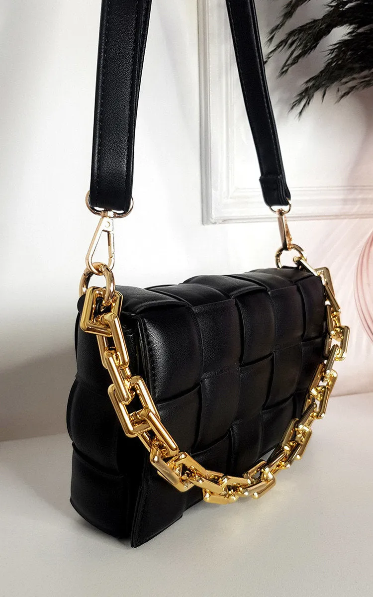 Padded Shoulder Bag with Chain Detail