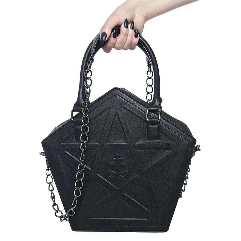 Pentagram Punk Darkness Gothic Soft Leather High Quality Chain Bag