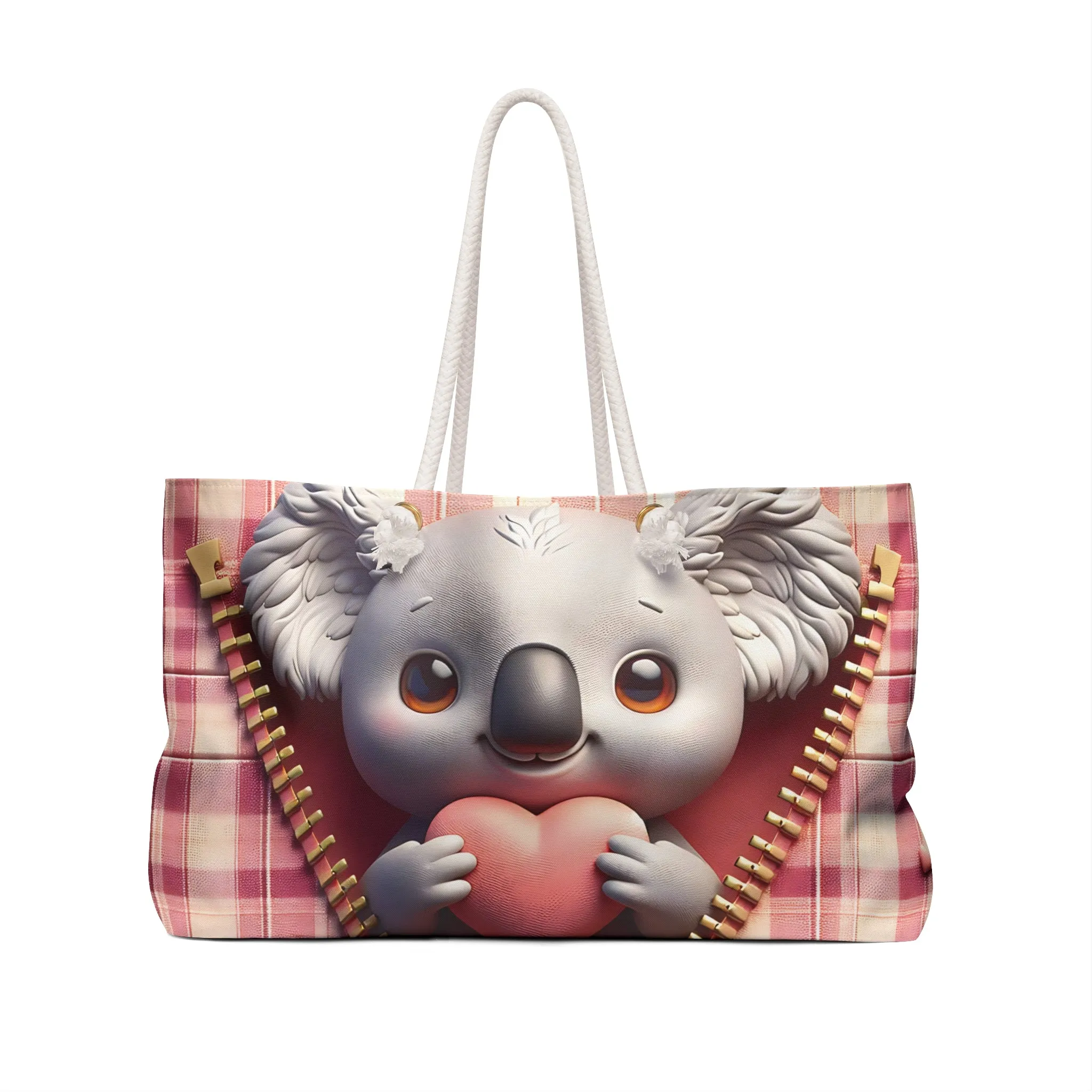 Personalised/Non-Personalised Weekender Bag, Cute Koala, Valentines Day, Large Weekender Bag, Beach Bag, Book Bag